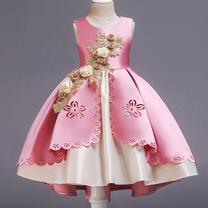 Boutique flor roja tutú vestidos para niñas pequeñas niños vestido de baile de lujo boda fiesta cumpleaños niña vestido princesa - Product Image 1