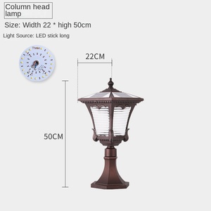 Lampe solaire de colonne 22cm x 50cm LED Bronze pour extérieur, jardin, IP65 résistant à l'eau, 5000K, détecteur de mouvement, aluminium, verre - Product Image 1