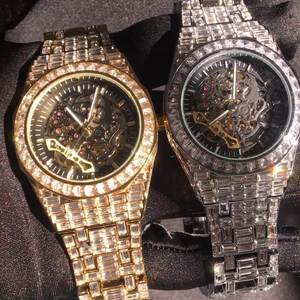 Montres mécaniques de luxe Baguette Cz Or jaune brillant Montre en acier inoxydable Montre de qualité Montre d'affaires - Product Image 6