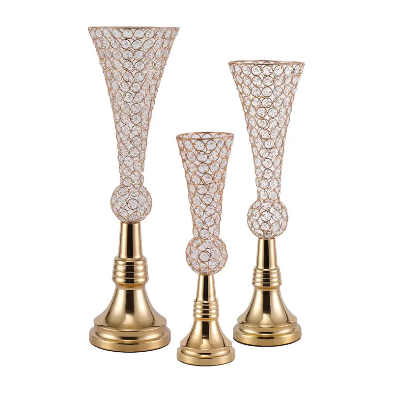 DREA Vase à fleurs de mariage en métal doré Pièce maîtresse décorative Vase à fleurs artificielles Décoration de table de mariage