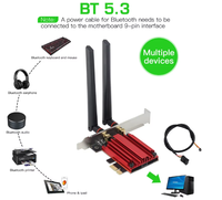 Adaptador WiFi 6E AX210 5374Mbps Externo Inalámbrico PCIE 2.4G/5G/6GHz Compatible con BT5.3 Tarjeta de Red para Windows 10/11 en Stock