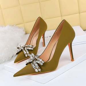 Women's High <strong>Heel</strong> Stiletto Pumps Bow Rhinestone Buckle <strong>Sandals</strong> Wedding Dressy Shoes - Product Image 3