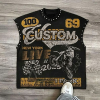 T-shirt sans manches vintage de haute qualité avec rivets, style hip-hop, motif graphique Rasta, coupe oversize, débardeur personnalisé pour homme
