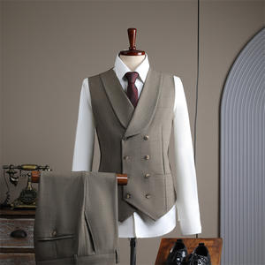 Costume <span class=keywords><strong>Homme</strong></span> Style Britannique 3 Pièces, Veste de Costume de Bureau Boutonnée à Double Boutonnage, Robe de Mariage XL - Product Image 4