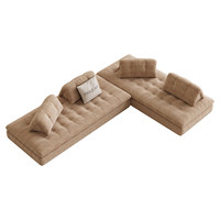 Canapé modulaire premium à dossier réglable en tissu coton et lin, fauteuil de salon moderne de luxe en forme de L avec dossier camel