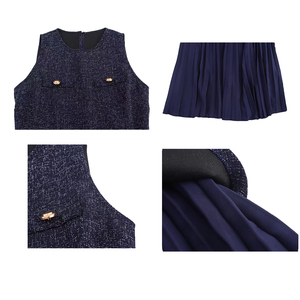 Vestidos plisados elegantes de nueva llegada, con cuello redondo, sin mangas, modestos y elegantes, vestido midi de verano para ir al trabajo. - Product Image 3