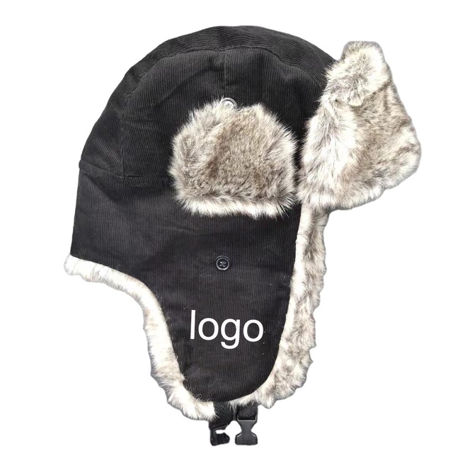 Winter Thick Warm Custom Design Embroidery Adult Size Trapper Hat