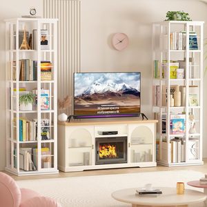 Estantería Giratoria Aheaplus, Estantería de Madera con Rotación de 360 Grados, Estantería de Pie para Libros, Estante Estrecho de 5 Niveles, Color Blanco - Product Image 3