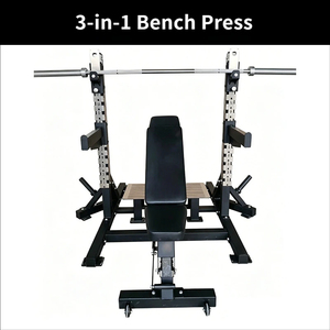 Rack de <span class=keywords><strong>musculation</strong></span> multifonctionnel 3-en-1 en acier, banc de <span class=keywords><strong>musculation</strong></span> réglable, rack à squats robuste, combo pour entraînement de force à domicile - Product Image 2