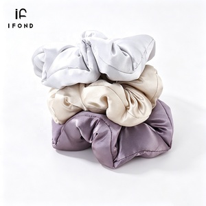 IFOND Lot <span class=keywords><strong>de</strong></span> chouchous en soie <span class=keywords><strong>de</strong></span> mûrier 22 Momme cousus main avec logo personnalisé, élastique à cheveux rembourré en soie pour femme - Product Image 2