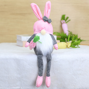 Easter Bunny Gnomes Plush Sitting Long Dangling <b>Legs</b> Swedish Tomte Rabbit Elf for Tiered Tray Shelf Sitter Home <b>Table</b> Decor - Product Image 5