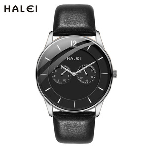ดรอปชิปปิ้ง HALEI นาฬิกาควอตซ์ของแท้รุ่นใหม่ กันน้ำ 3BAR สายหนัง ดีไซน์มินิมอล แสดงวันแบบอนาล็อก กลไกญี่ปุ่น - Product Image 4