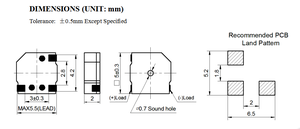 5020 5mm * 5mm * 2mm AC SMD pasivo pequeño zumbador electromagnético magnético inalámbrico componente acústico - Product Image 6