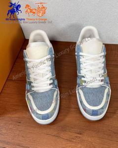 Zapatillas Deportivas Casuales de Diseño de Lujo para Hombre, Color Azul Denim, Cuero Suave, con Cordones, para Baloncesto, Tenis, Deportes, Caminar, Moda - Product Image 2
