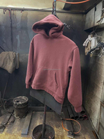 Sudadera con Capucha para Hombre, Color Borgoña, Lavado Personalizado, Estilo Vintage, Oversize, Streetwear, Prenda Lisa, Fabricante OEM
