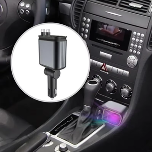 Chargeur de voiture super rapide 120W 4-en-1 avec câbles rétractables double Type-C, charge rapide multi-ports pour smartphones - Product Image 4