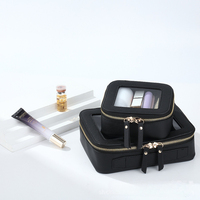 Boîte de rangement cosmétique portable en PVC transparent avec fermeture éclair, grande capacité, poignée souple, étanche, idéale pour les voyages – Vente chaude en usine