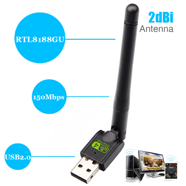 RTL8188 Direct 802.11 Wireless USB Dongle WiFi Card Outdoor Driver Wi-fi Adapter for Pc Android