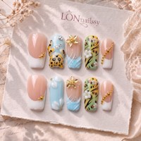 Uñas Postizas Francesas 3D Curvadas de 2.5 cm, Hechas a Mano con PMMA, Cobertura Total, 10 Piezas, para Influencers de Redes Sociales