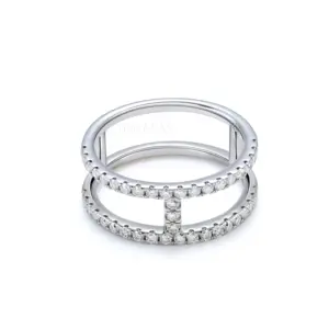 Cadermay anillo de precio al por mayor de alta calidad 925 Plata doble barra H curva D VVS Moissanite Eternity Band anillo para mujer en stock