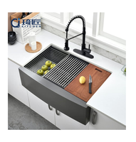 Évier de cuisine et de buanderie en acier inoxydable noir de haute qualité, style ferme UPC, avec prix fabricant