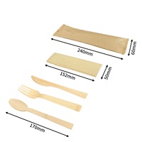 Ecoware Ensemble de couverts jetables compostables écologiques en bambou de 170 mm - Fourchette, cuillère, couteau pour hôtels, camping, pique-nique