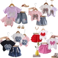 Ensemble pour enfants tendance, t-shirt + short pour fille, ensemble décontracté polyvalent, ensemble deux pièces pour fille, vêtements pour enfants