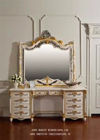 JS Luxuriöses Kingsize-Schlafzimmer-Set im Europäischen Stil, Neuestes Antikes Modisches Grau-Gold-Schlafzimmer-Set