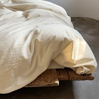 Nouvel ensemble de literie en coton et lin de couleur unie, écologique et haut de gamme (10% lin, 90% coton)
