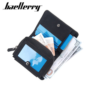 กระเป๋าสตางค์แบบพับสามตอนสำหรับผู้ชาย Baellerry สีดำ มีซิปอเนกประสงค์ ใช้ได้ทุกวัน - Product Image 3