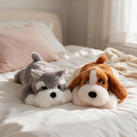Nouvel oreiller en peluche pour chien, marron et blanc, personnalisé, vente en gros, pour soulager l'anxiété et la relaxation à domicile