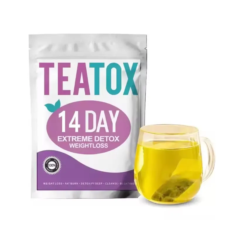 Teatox atacado chá verde de desintoxicação extrema para perda de peso em 14 dias, saquinhos de chá personalizados de marca própria para emagrecer e curar barriga lisa slim fit