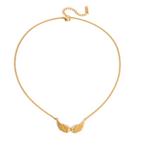 Collier pendentif ailes d'ange plaqué or 18 carats en acier inoxydable avec incrustations de zirconiums cubiques, double ailes, bijou religieux délicat et tendance