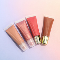 Tube de gloss à lèvres de 10 ml avec bouchon doré, tube transparent à presser, paillettes nacrées, hydratant, mat, imperméable, non collant, liquide pour les lèvres