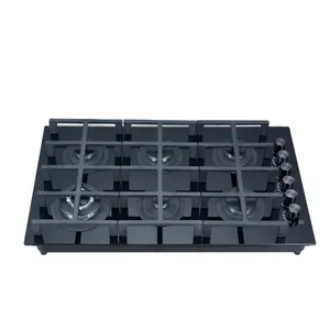 tempered glass 6 burner gas hob commercial built in gas cooktop NG/LPG top kitchen stove