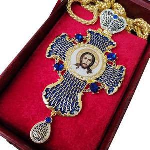 ZD037 plus récent pendentif croix pectorale en alliage d'or avec artisanat d'huile d'émail pour l'église grecque orthodoxe de jésus conception russe - Product Image 4
