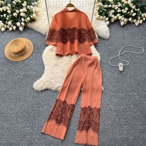 Premium Feeling Pleated Loose Lapel Pressed Pleat Top High Waisted Wide Leg <b>Pants</b> Women's Printed 2 Piece Set Fashion - Product Image 5