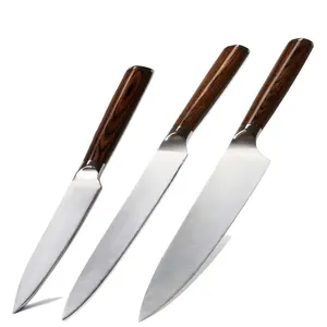 NEU 3-teiliges High Carbon German 1.4116 Edelstahl Kochute nsilien Küchen geschirr Fleisch Pakka Holz Griff Küche Kochmesser Set