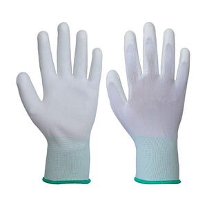 Легкий Противоскользящий белый бесшовный нейлоновый трикотажный корпус с полиуретановым покрытием для сборки линии инспекции <span class=keywords><strong>ESD</strong></span> точность обработки рабочих перчаток - Product Image 1