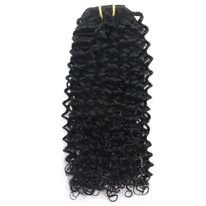 Wholesale RLC Clip In Hair Extensions 100% Human Hair Deep Curly Extensions Natural Black Clip In Hair Extension