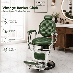 Fauteuil <span class=keywords><strong>de</strong></span> Barbier Hydraulique Vintage Doré <span class=keywords><strong>de</strong></span> Luxe avec Cadre en Aluminium, Prix <span class=keywords><strong>de</strong></span> Gros, pour Hommes, Idéal Salons <span class=keywords><strong>de</strong></span> Coiffure et Spas - Product Image 1
