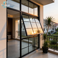 Ventana Francesa Moderna de Aluminio con Marco Delgado y Vidrio Transparente para Proyectos Residenciales de Alta Gama
