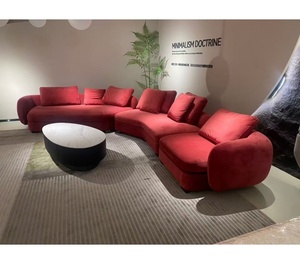 Canapé sectionnel carré minimaliste de style italien, grand et plat, pour salon, en tissu avec rembourrage en éponge - Product Image 3