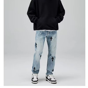 LYN9056 Pantalon Jean Homme Skinny Déchiré Effet Usé Style Hip Hop Streetwear - Product Image 1