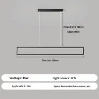 Lustre de salle à manger de style nordique, petit et moyen, en fer noir, luminaire suspendu LED, hauteur réglable, intensité variable, pour la maison, le restaurant, le bar