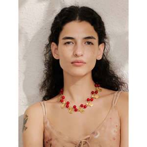 Collar de Moda con Dije de Fruta de Acero Inoxidable 2025 para Mujer, Exclusivo Dije de Cereza de Resina Roja, Collar Hecho a Mano - Product Image 4