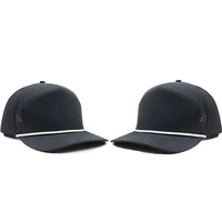 2025 Top ventes personnalisé 5 panneau chapeau en Nylon non structuré séchage rapide broderie Logo corde blanche casquettes à pression casquette de camionneur avec corde