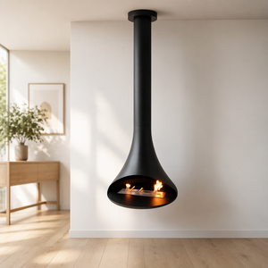 Caminetto a <span class=keywords><strong>Bioetanolo</strong></span> Moderno da Parete Nero Opaco per Villa, Ristorante, Soggiorno, Uso Interno - Product Image 1