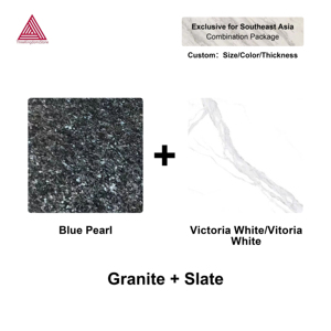 Lot de pierres à prix réduit en granit et quartz, dalle de granit Blue Pearl pour contour de cheminée et mur d'accentuation - Product Image 1