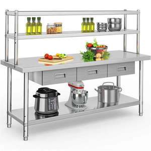 Table de restauration industrielle personnalisable en acier inoxydable avec tiroirs et étagères pour camping en extérieur, approvisionnement transfrontalier, hôtellerie - Product Image 1